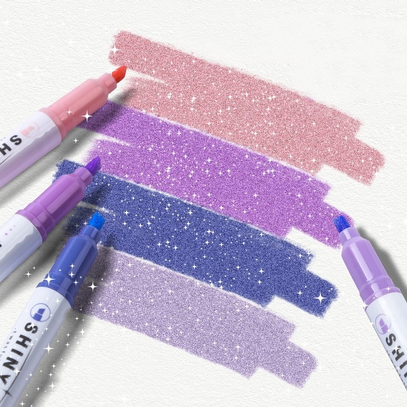 Highlighter Set Pastel - 4Pcs Color Glitter Highlighter Pen Marker