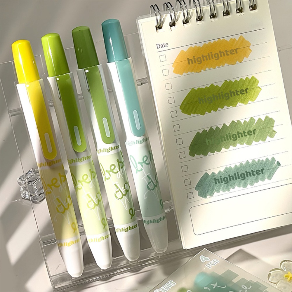 Highlighter Set Pastel - 4pcs New Gradient Color Highlighter Press-Type