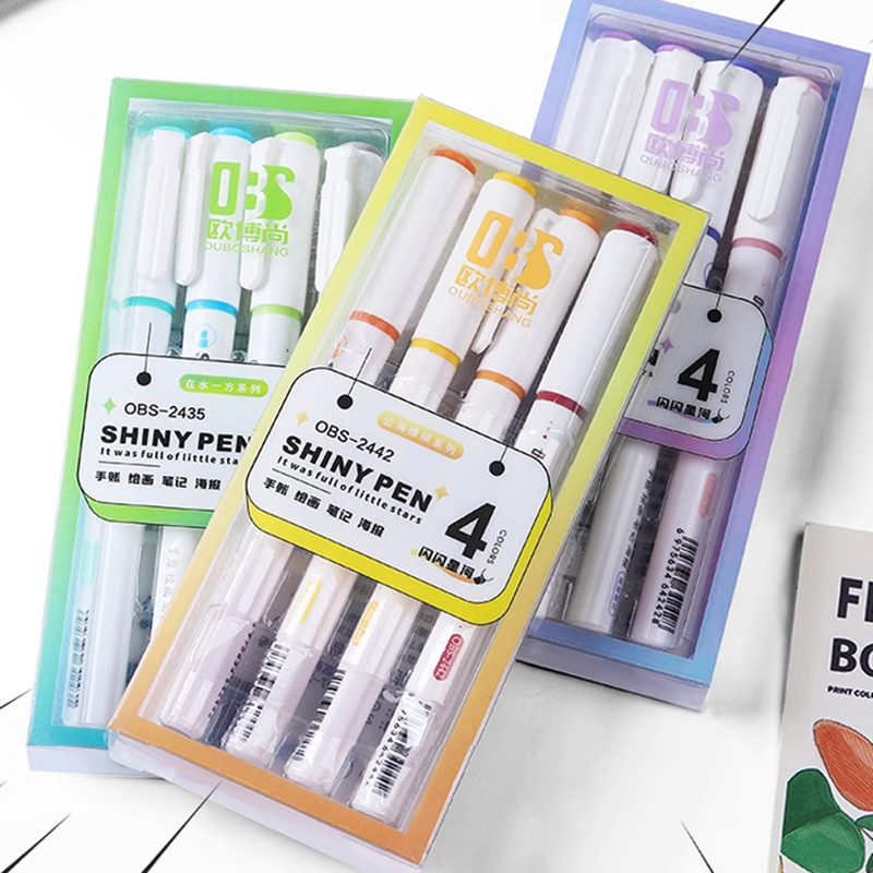 4Pcs Color Glitter Highlighter - Highlighter Set Pastel review and price