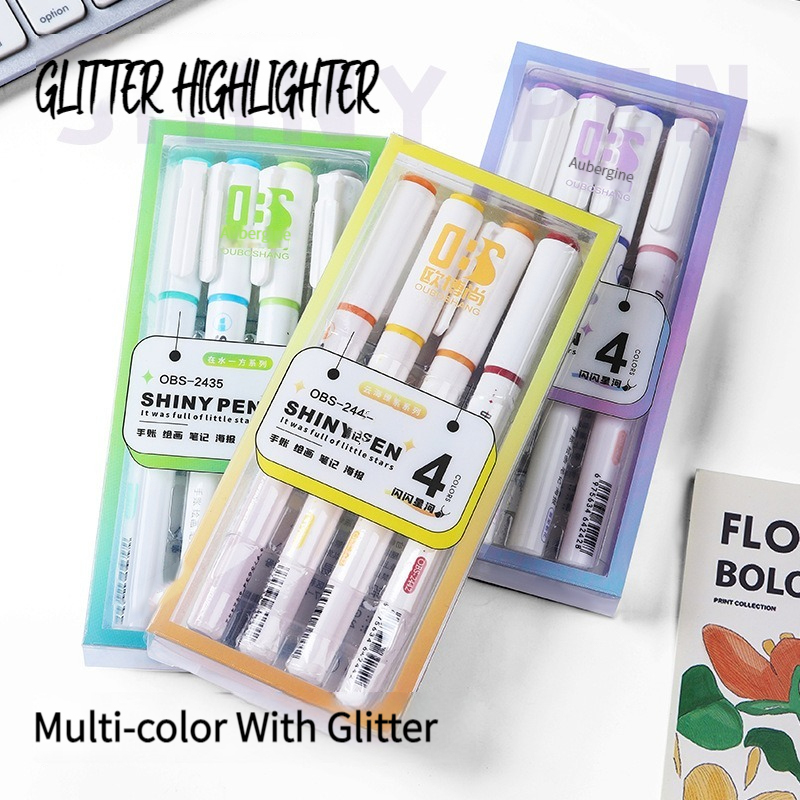 4Pcs Color Glitter Highlighter - Highlighter Set Pastel review and price