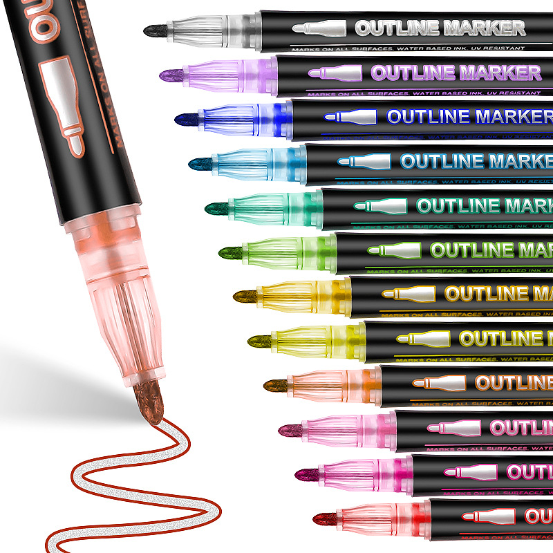 8-60 Color Double Line Outline - Highlighter Set Pastel review and price