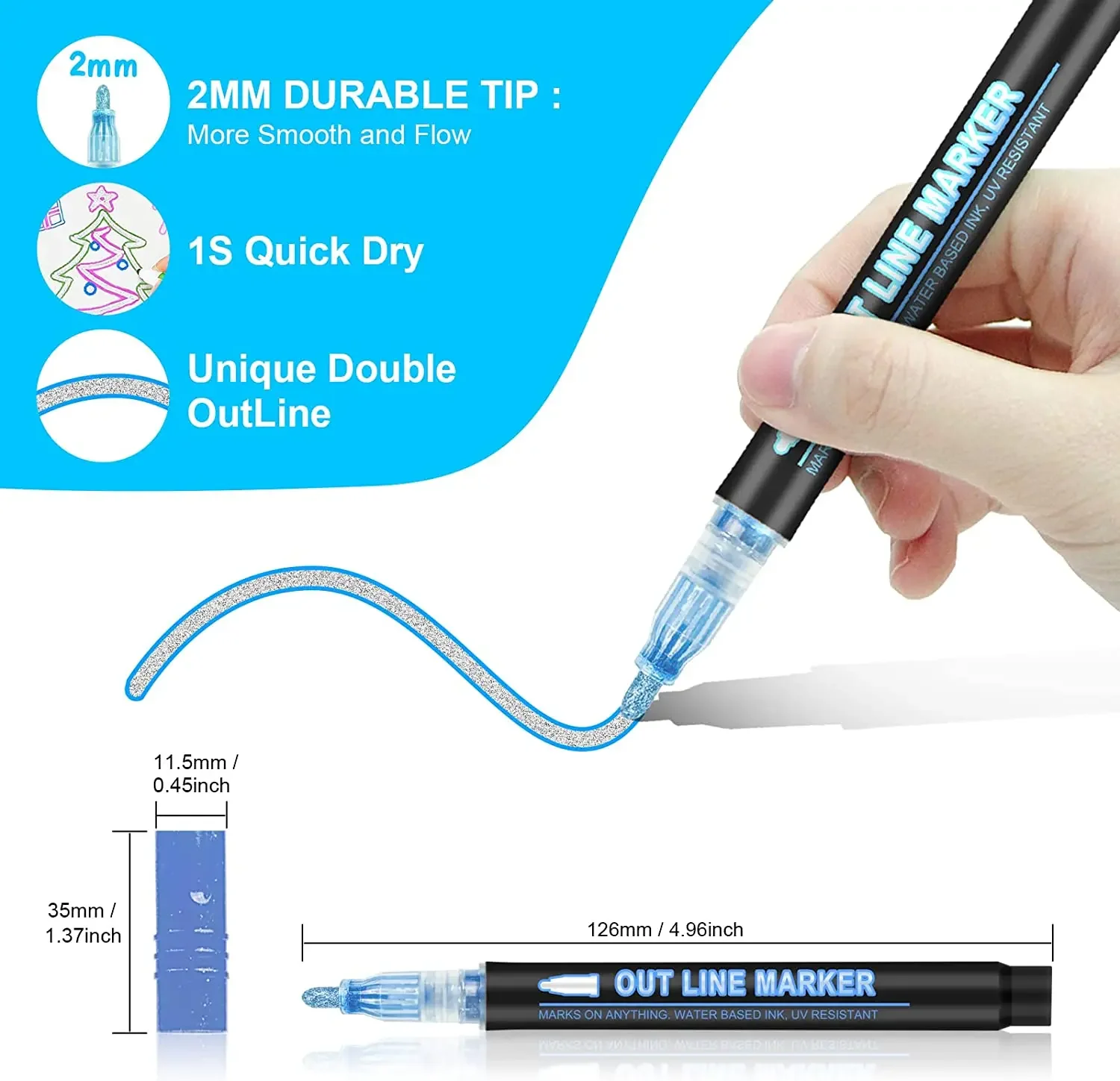 8-60 Color Double Line Outline - Highlighter Set Pastel review and price