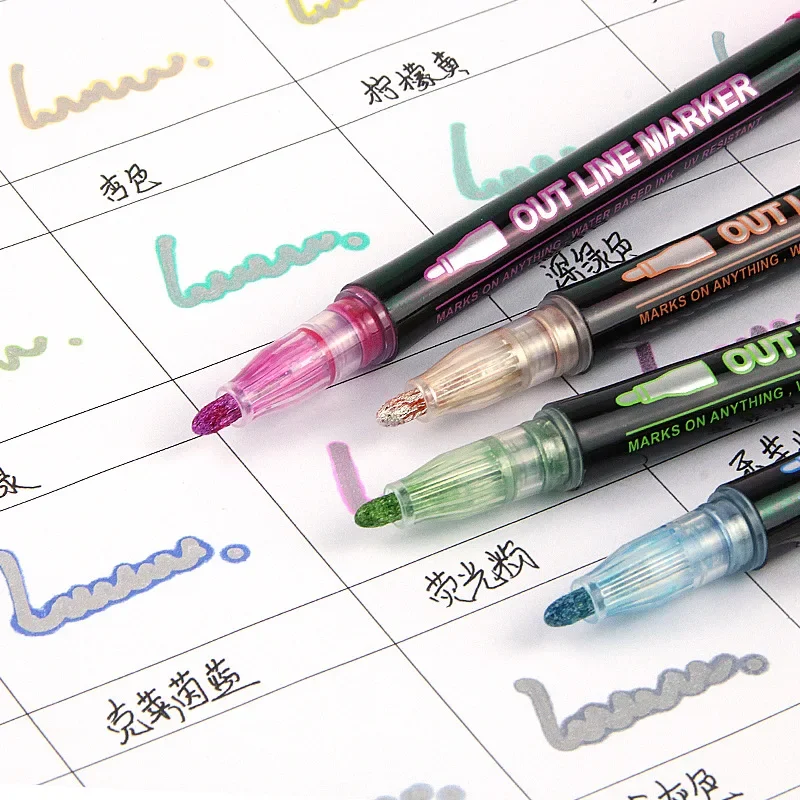 8-60 Color Double Line Outline - Highlighter Set Pastel review and price