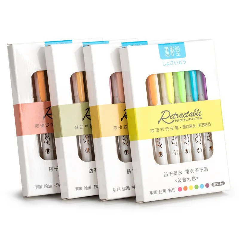 6Colors/set Morandi Retractabl - Highlighter Set Pastel review and price