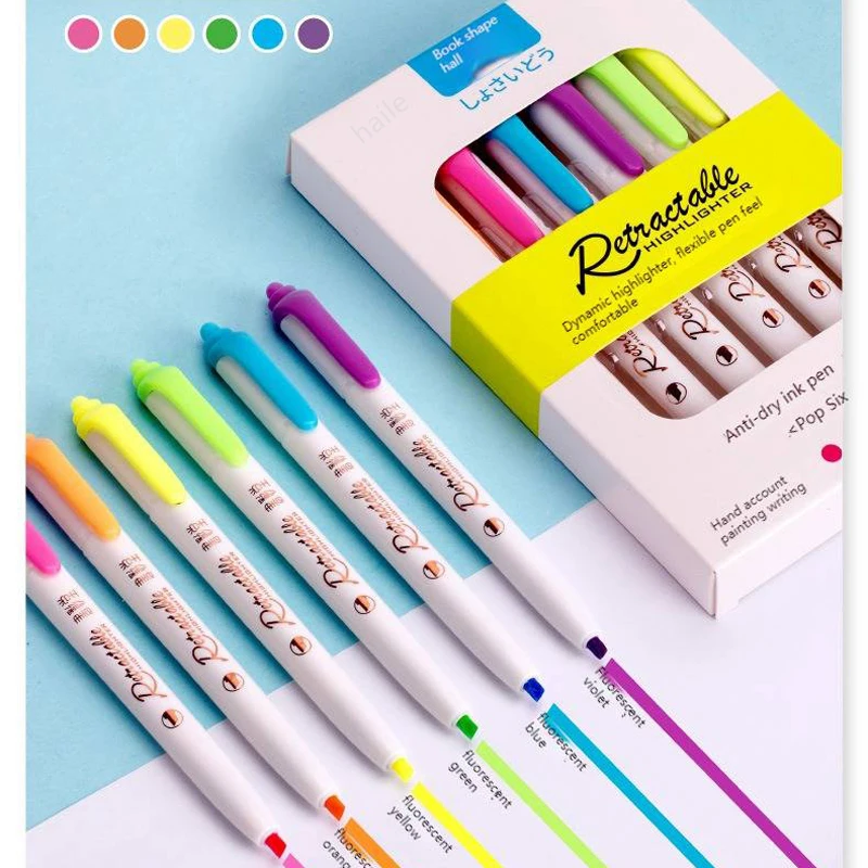 6Colors/set Morandi Retractabl - Highlighter Set Pastel review and price