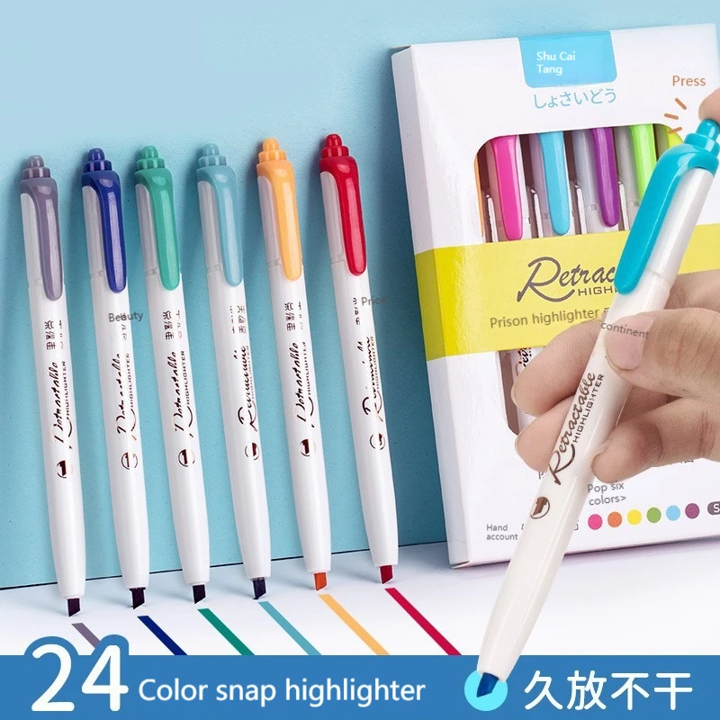 6Colors/set Morandi Retractabl - Highlighter Set Pastel review and price