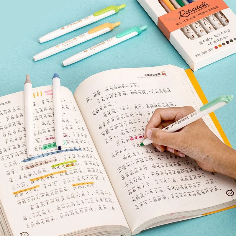 6Colors/set Morandi Retractabl - Highlighter Set Pastel review and price