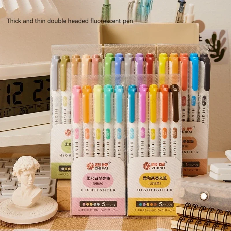 5 Colors/box Double Headed Hig - Highlighter Set Pastel review and price